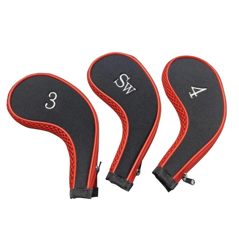 10Pcs Mesh Fabric Golf Head Cover Golfs Club Head Golf Wedges Cover with Number