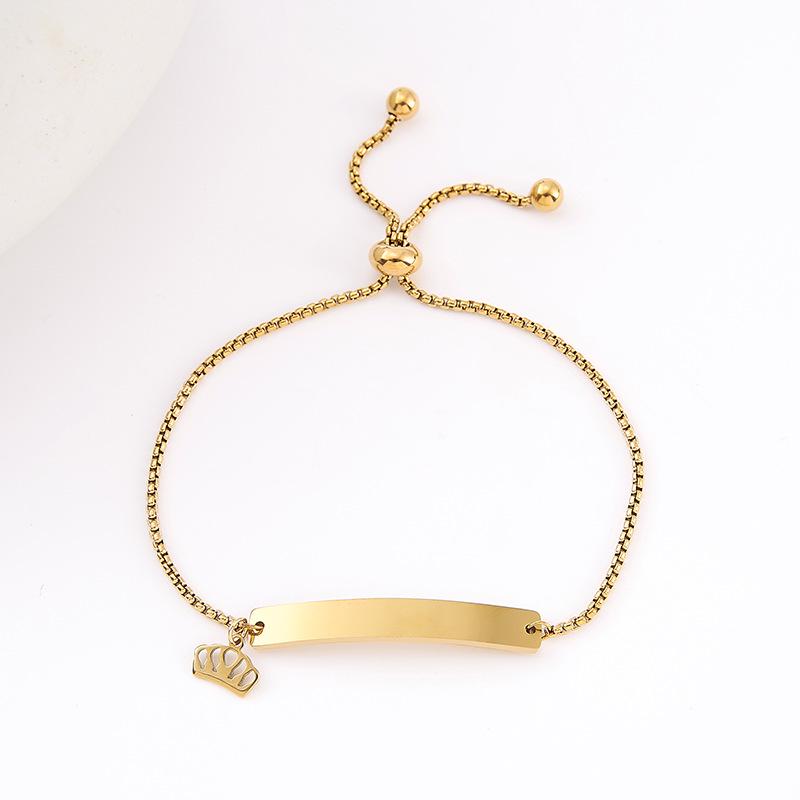 Adjustable Stainless Steel Bracelet with Laser Engraved Butterfly and Curved Plate