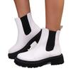 Women Medium Size Round Toe Block Heel Leather Boots Autumn New Solid Color British Style