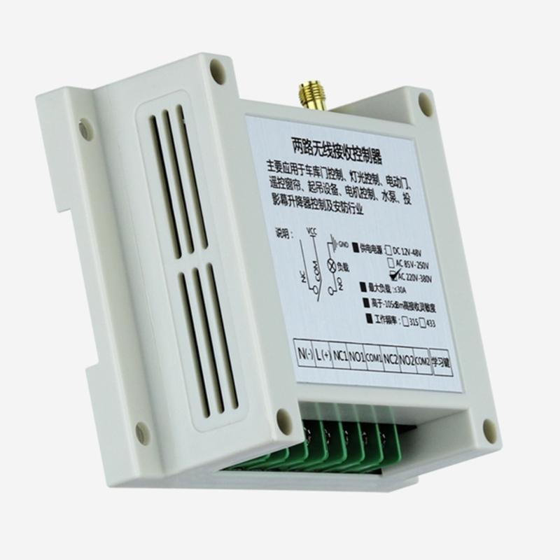 433MHz/315MHz High Power AC220V-380V RF Remote Control Switch 2CH Receiver Industrial Transmitter for Pump LED Light
