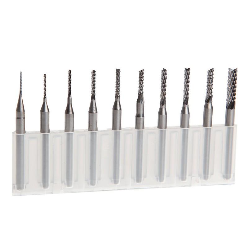 10x 1 8 0.8-3.175mm Nitride Coated Carbide PCB CNC Drill Bits