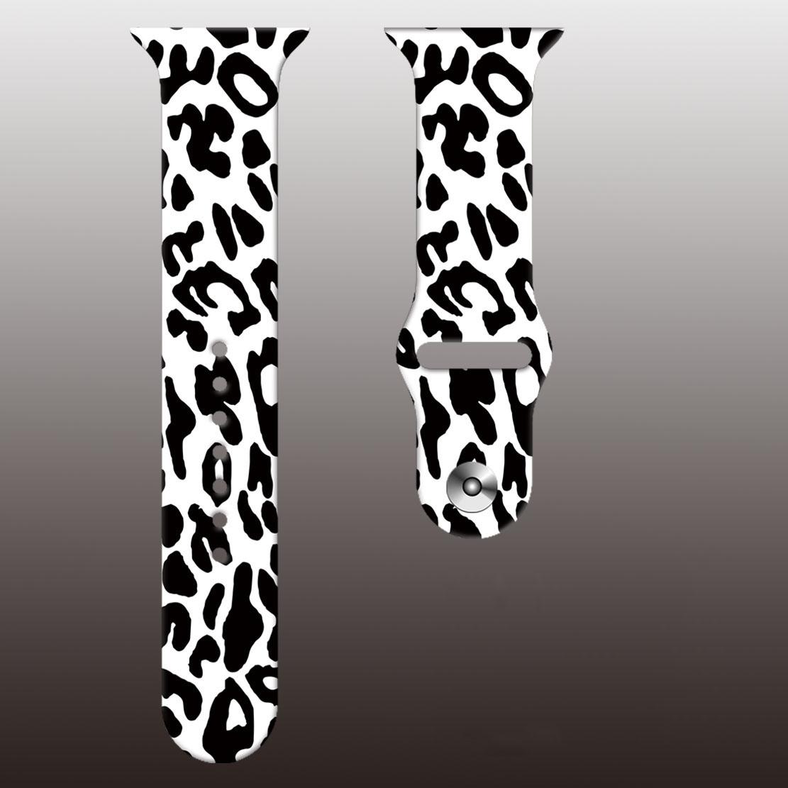 

Силиконовый ремешок с леопардовым принтом для Apple Watch 44 мм 41 мм 45 мм 38 мм 40 мм 42 мм 49 мм браслет для iWatch 9 10 8 7 SE 6 5 4 3 2 45 44 42 49mm черный белый