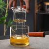 High Borosilicate Glass Teapot with Wooden Side Handle