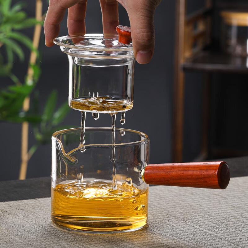 High Borosilicate Glass Teapot with Wooden Side Handle