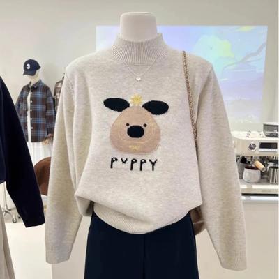 Sweater for Women Winter Cotton Thickened Pullover Warm Knitted Stretchy Long Sleeve Oversize Jumper Sweater Tops