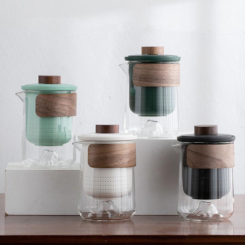 4pcs Camping Cup Travel Tea Set Kung Fu Tea Set Glass 1 Pot 3 Ceramic Cup Outdoor Teapot Small Set Cup Set