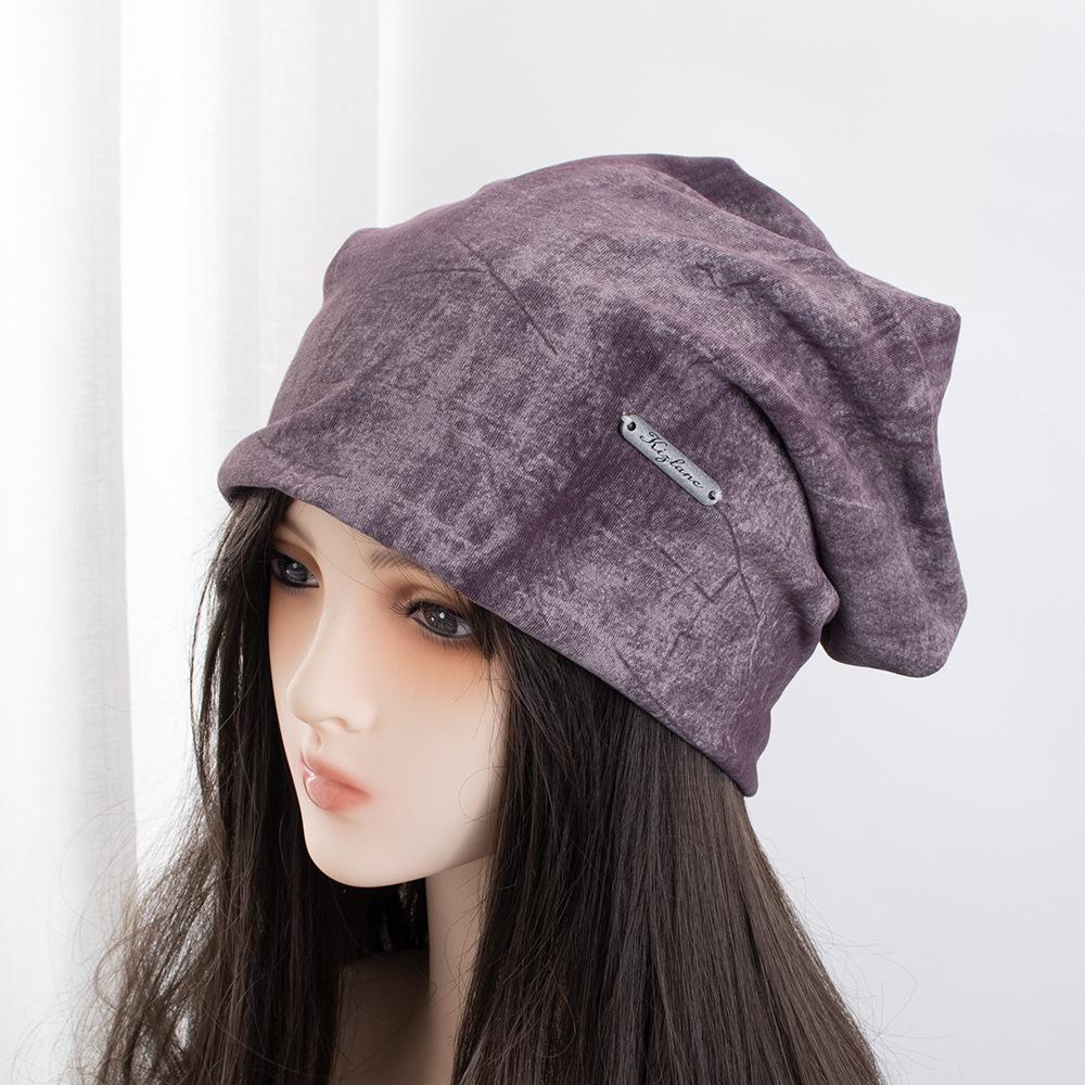 Cold hat big head circumference women's autumn and winter ultra-thin stacking hat new enlarged tie-dye daily miscellaneous bag head hat