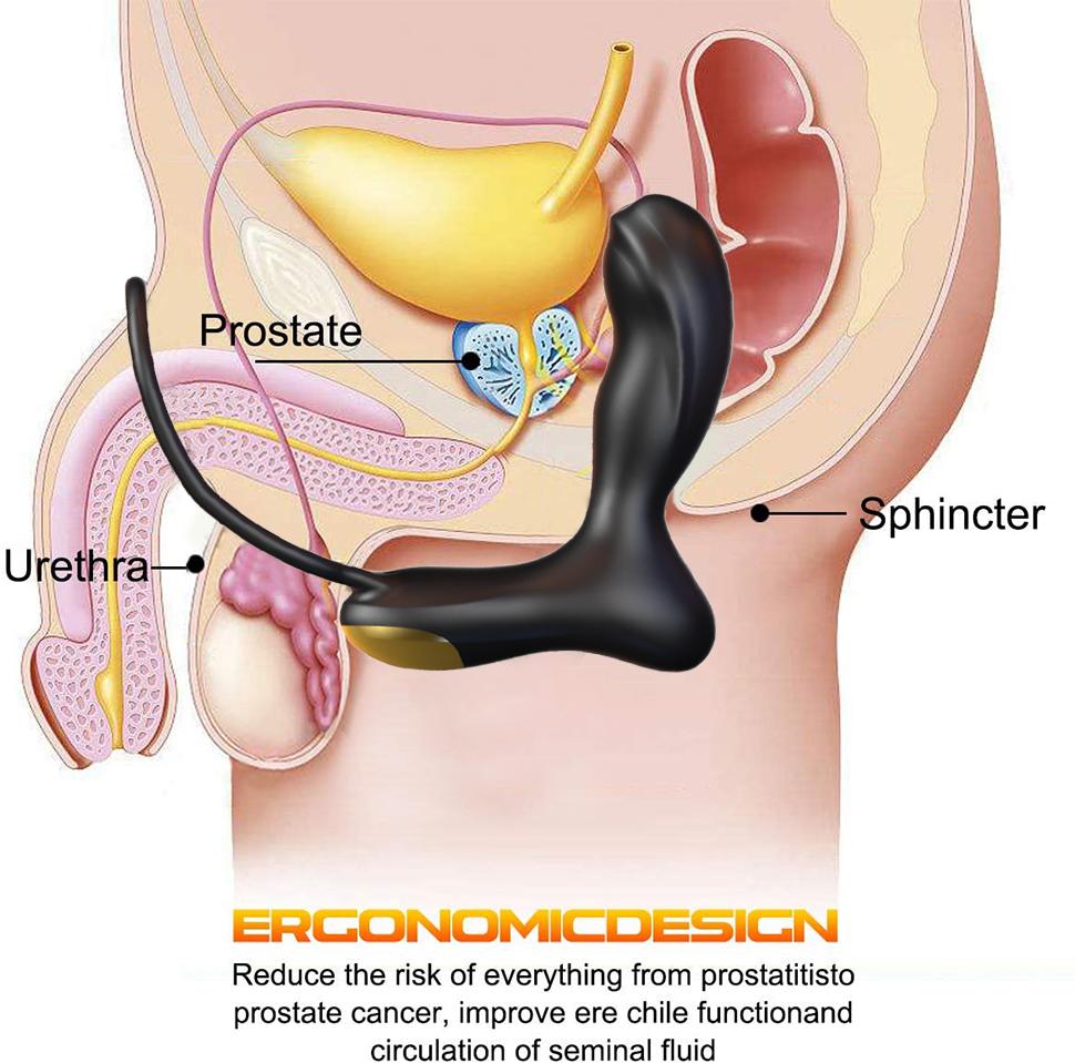 Vibrators with Dual Ring, Silicone Sex Toy Men with Dual Motors, 10 Vibration Modes and Remote Control, Butt Plug, Prostate Stimulator for Men