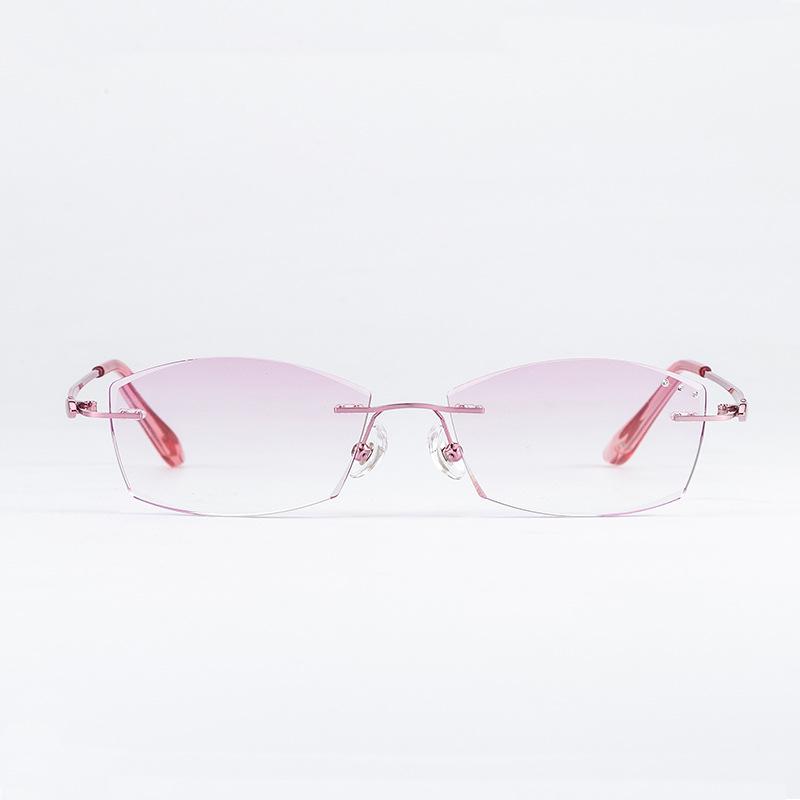 Women's Rimless Diamond Cut Anti-Blue Light Resin Reading Glasses