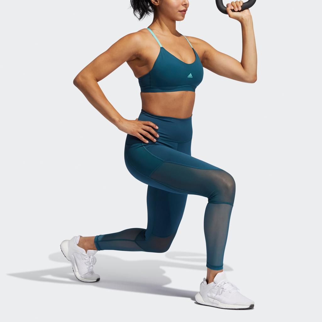 Adidas Ls Summer Bra Low Intensity Fitted Sports Tank Women Tops Teal GM2797