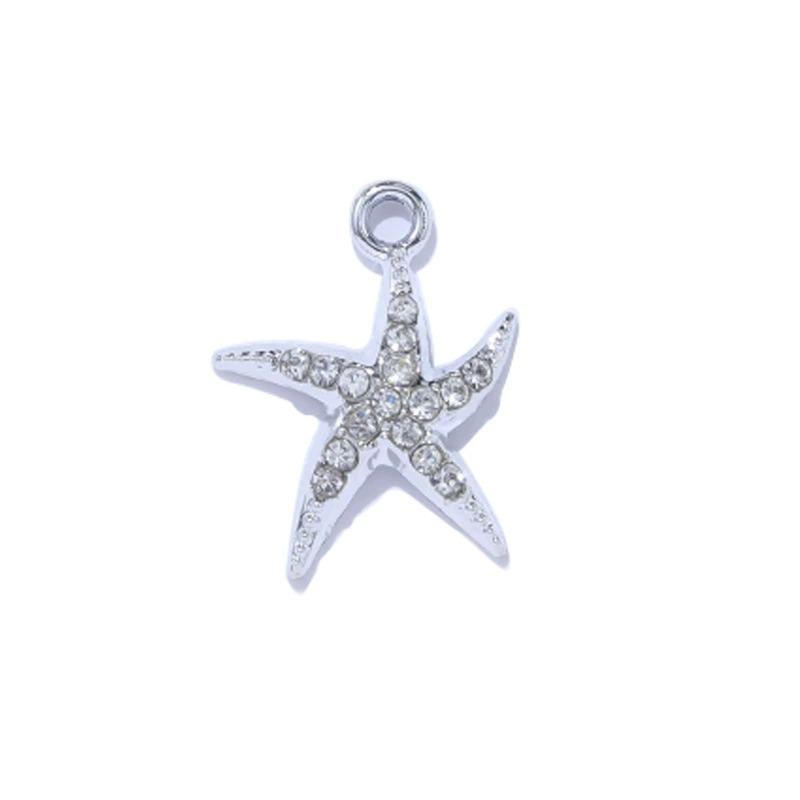 10Pcs Gold Plated Crystal Shell Starfish Charm Pendant For Jewelry Making Bracelet Necklace Diy Accessories Craft Findings