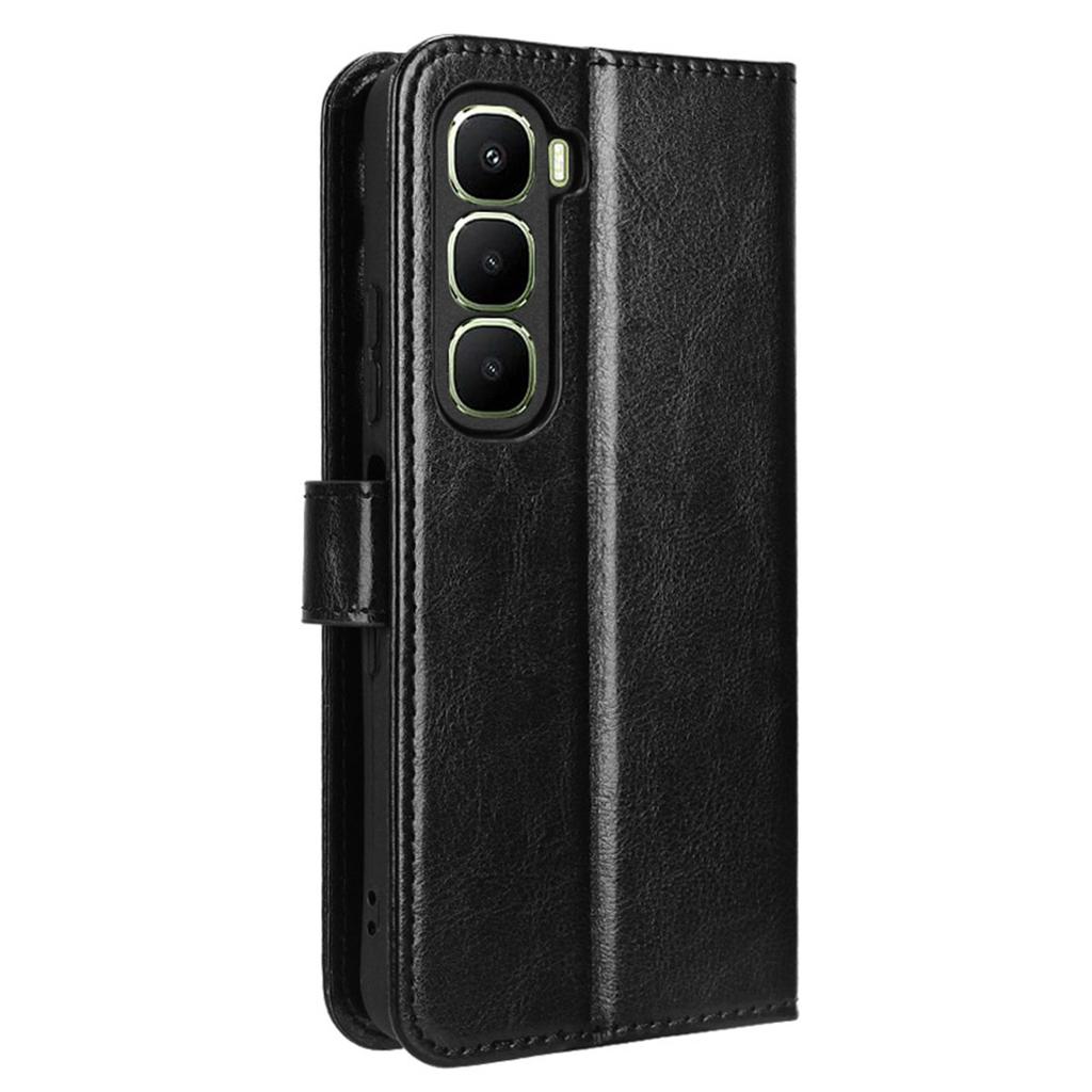 For Infinix Hot 60 5G/Hot 60i 4G Case Crazy Horse Texture PU Leather Phone Wallet Cover with Wrist Strap