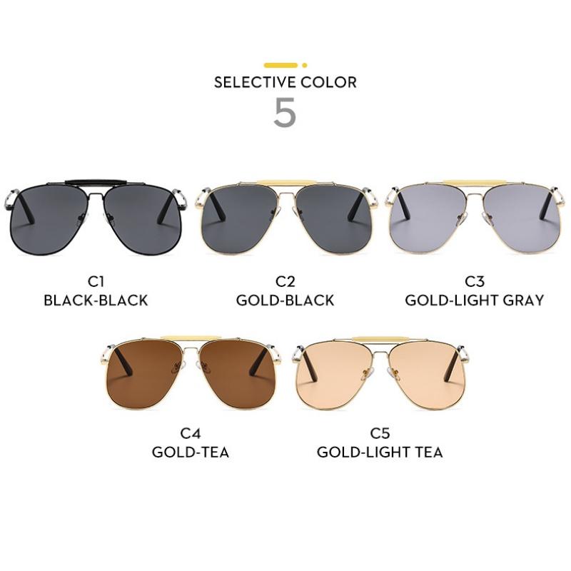 Women's sunglasses, men's and women's fashion large-frame double-beam metal sunglasses