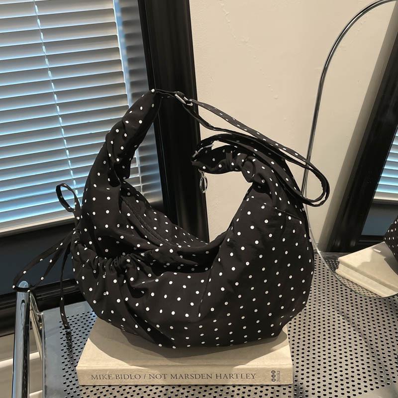 Borsa a Spalla da Donna in Tela a Pois di Grande Capacità - 2026 Elegante Borsa a Tracolla Casual per l'Uso Quotidiano