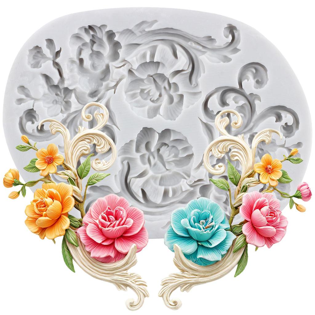 Baroque Silicone Mold Scroll Border Lace Fondant Molds Cake Decorating Tools Theme Cake Dessert Decorated Chocolate Candy Mold