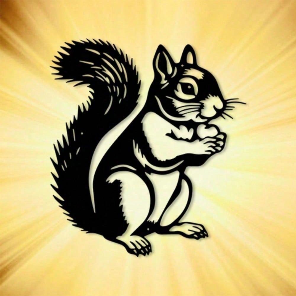 Vintage Iron Squirrel Wall Art Rust Resistant Metal Decor for Garden Patio Wildlife Gift