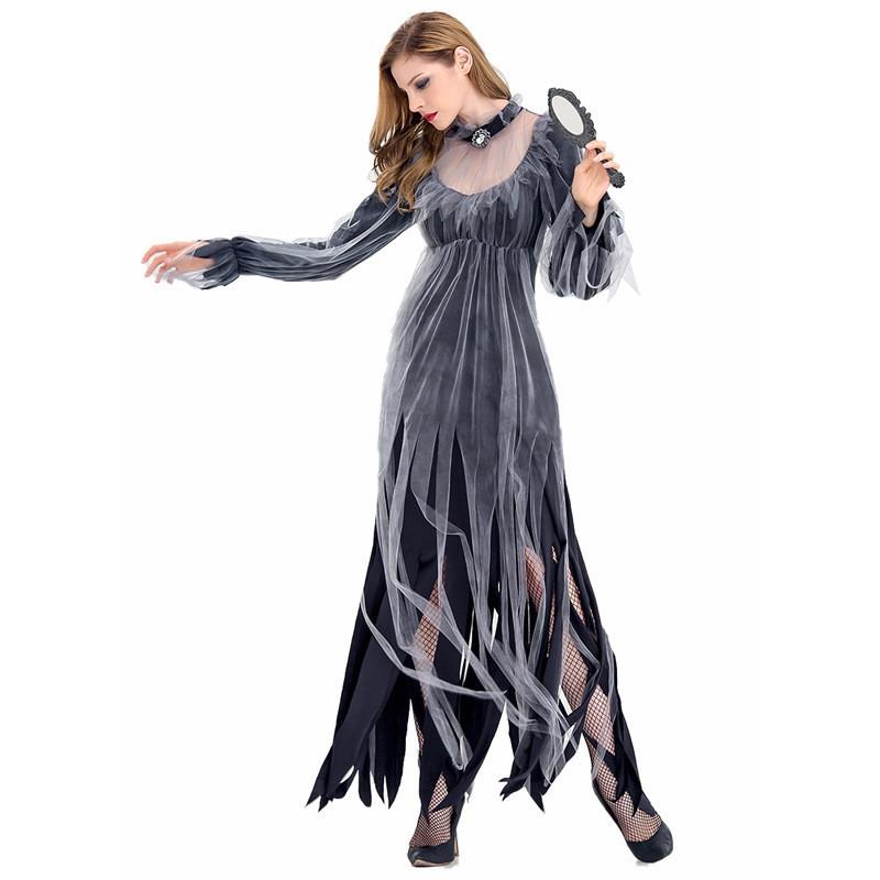New Women s Halloween Horror Bride Zombie Costume In Black Ideal For Parties S