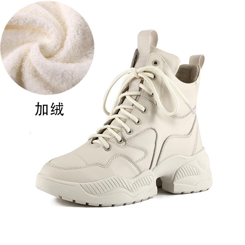 Women's boots 2026 autumn and winter leather thick soled high top shoes Women's winter short boots British style short boots