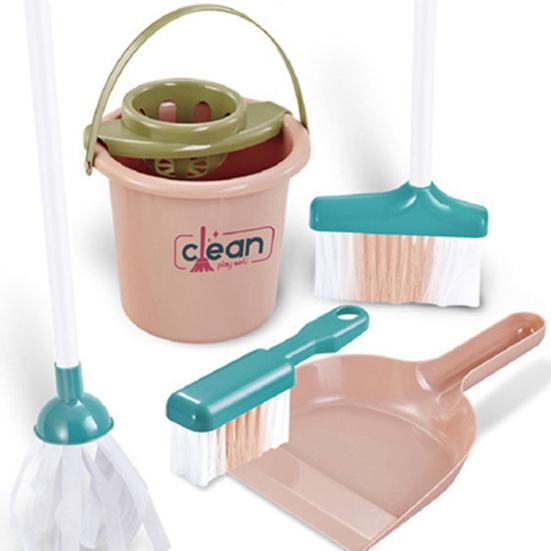 Kinder Rollenspiel Putzset mit Wagen Realistischer Besen Mopp & Kehrschaufel Spielzeug Pädagogisches Hauswirtschafts-Rollenspiel für Jungen und Mädchen
