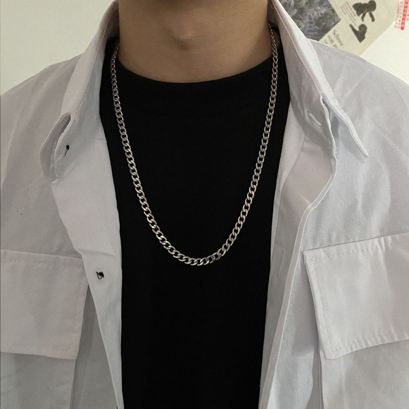 Carmen Trendy Ins Internet Celebrity Titanium Steel Chain Stylish Cuban Link Chain Fashion All-Match Cold Style Men's and Women's Necklaces Ornament