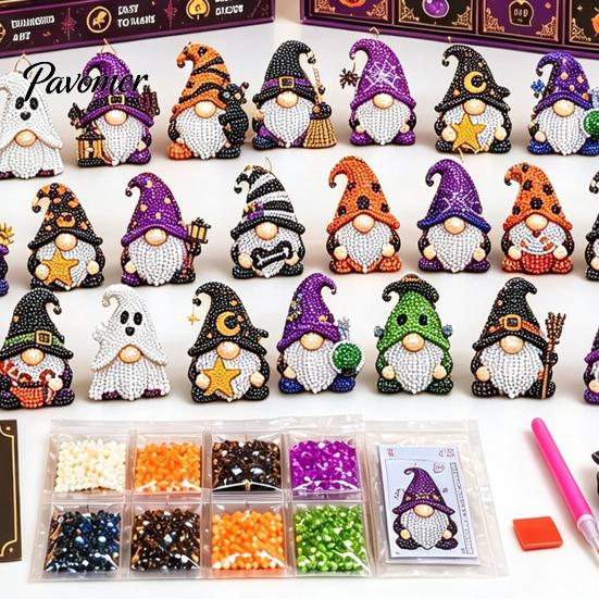 Creative Activity for Adults 31 Days Gnomes Halloween Rhinestone Painting Advent Calendar, DIY Faux Diamond Art Reusable Holiday Calendar Craft