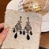 French Retro Court Style Fashion Imitation Dark Crystal Tassel Earrings For Women