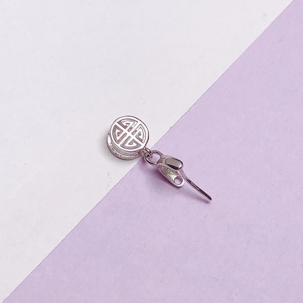 S925 Sterling Silver Crystal Jade Pendant Clasp & Clip with Buttons - Free Shipping