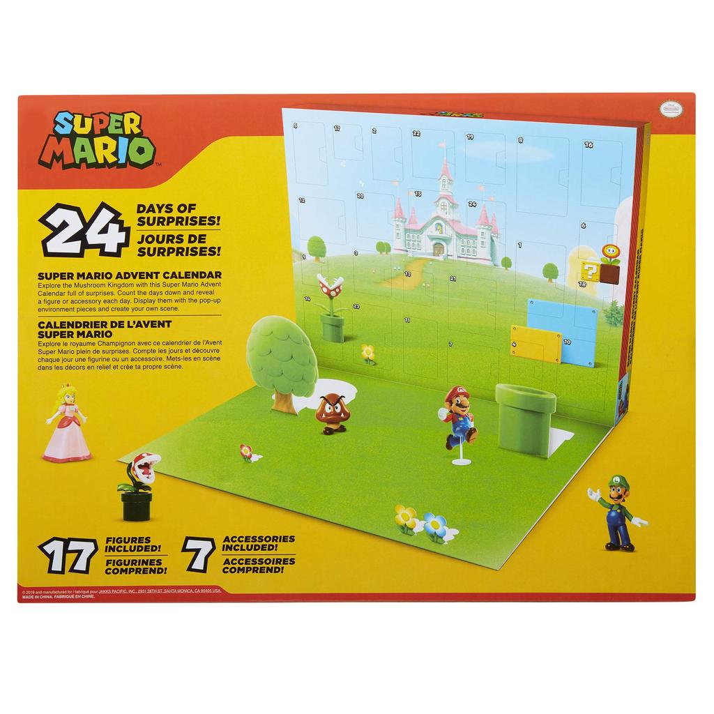 Super Mario Nintendo Advent Calendar Christmas Holiday Calendar with 17 Movable Figures and 7 Surprise Countdown In Environment 2.5-inch Accessories,