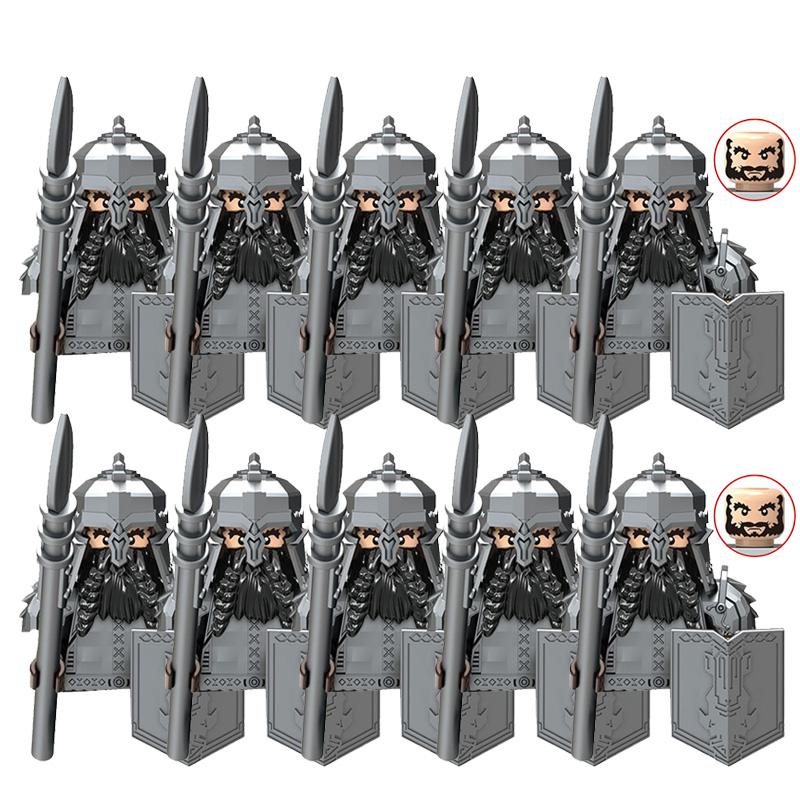 Mittelalter Herr der Ringe Durins Volk Zwergenkrieger Antike Militärsoldaten Figuren Ausrüstung Waffe Bausteine Spielzeug