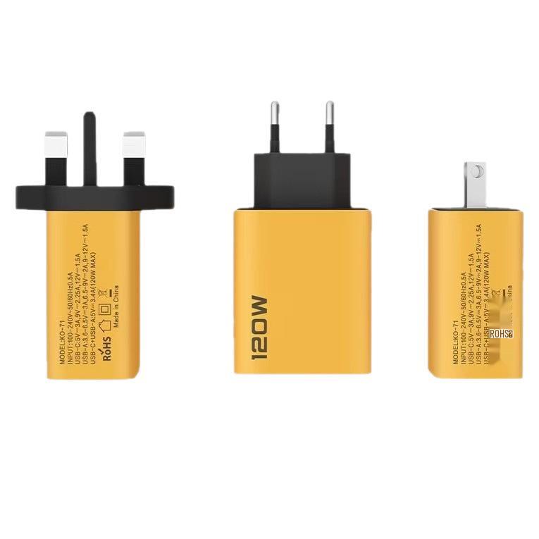 120W Dual PD & Dual Type-C Fast Charger for Mobile Phones with EU & UK Plugs