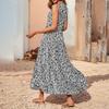 Women's Casual And Fashionable V-neck  Sleeveless Printing Mid Length Dress