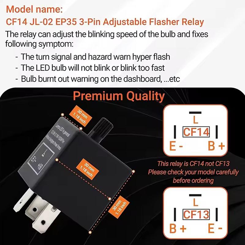 Cf13Kt Cf13 Cf14 Universal 3 Pins 12V 0.02A-20A Adjustable Led Turn Light Flasher Flash Relay Motorcycle Switch