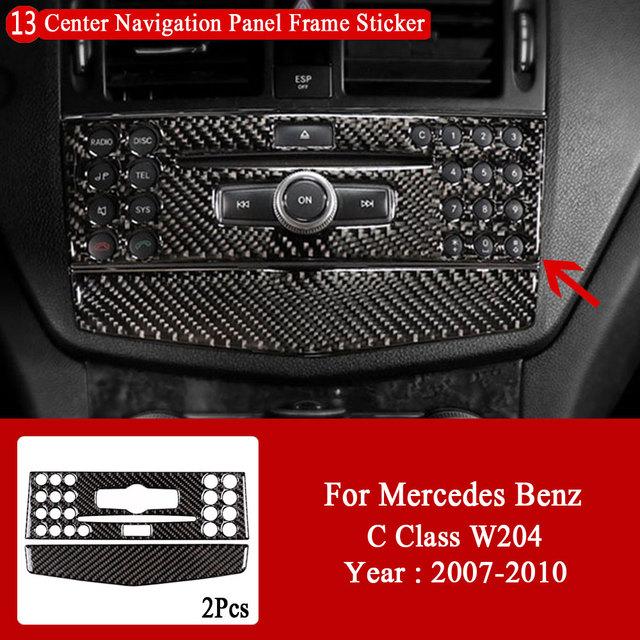 Car Interior Decoration Carbon Fiber Central Control Panel Decal Stickers For Mercedes Benz C Class W204 2007-2013 Accessories