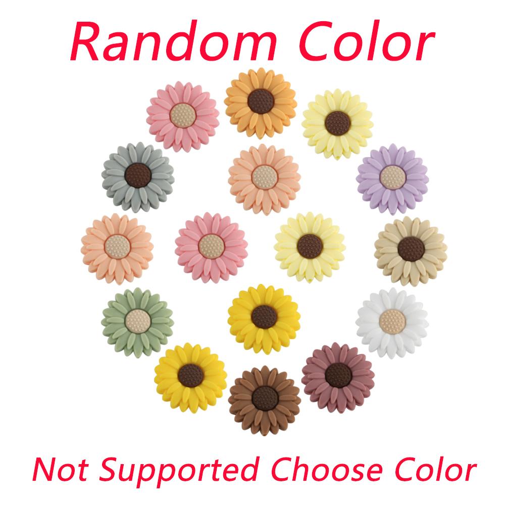 Kovict 5/15Pcs Daisy Sunflower Mini Silicone Beads DIY Pacifier Chain Bracelet Necklace Handmade Accessories For Jewelry Making