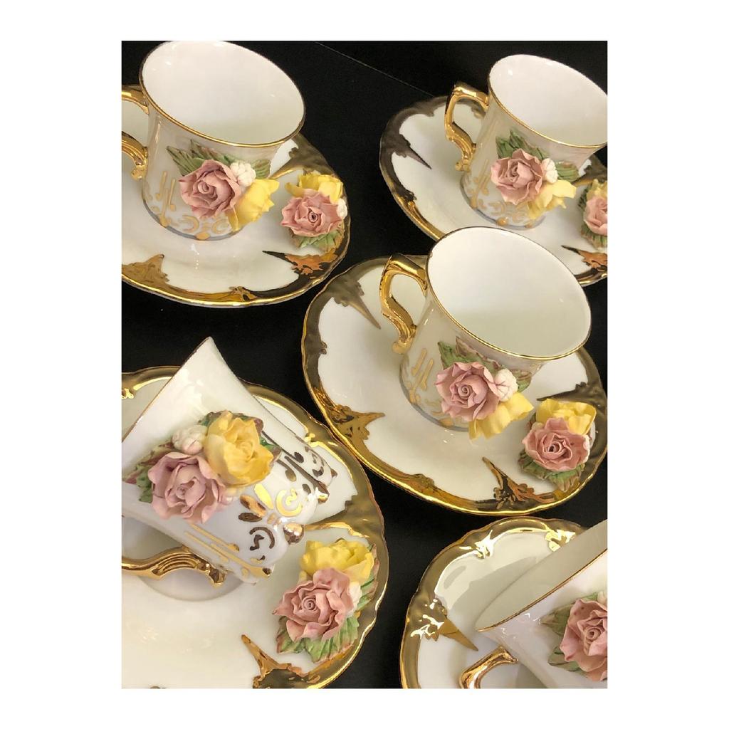 Rose Dream Handmade Porcelain Coffee Cup Set Of 2