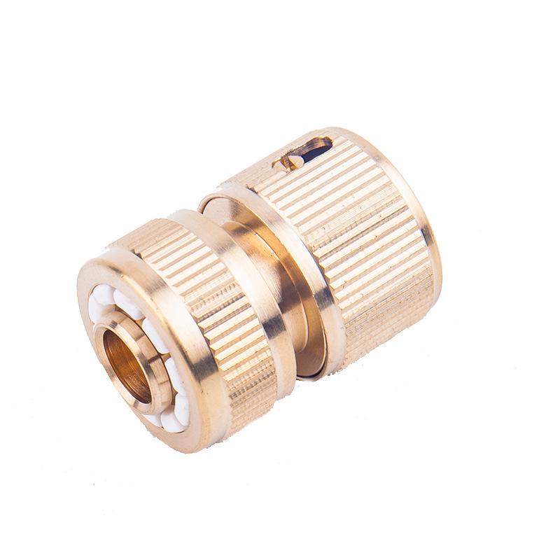 Universal Pure Copper Quick Connector for Car Wash: 4-Point Water Stop, Fits 1/2'' Hose