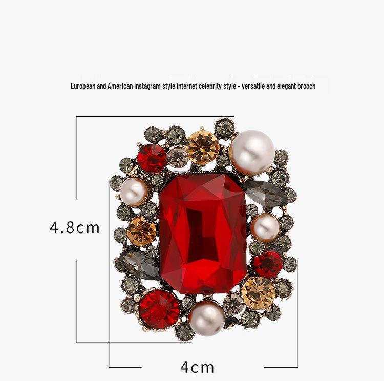 Perle Kristall Geometrische Brosche - Elegantes Retro Hofstil Anstecknadel Accessoire