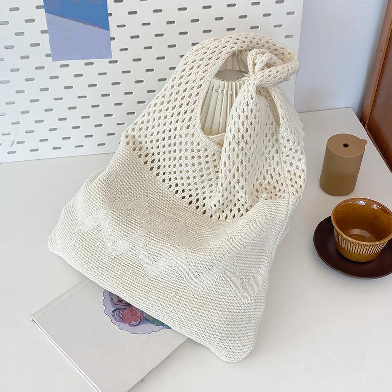 Yogodlns Wool Knitted Shopping Tote Bag for Women Vintage Cotton Girls Shoulder Bag Large Capacity Female Handbag Crochet Bag