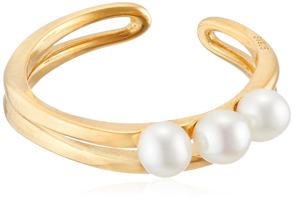 ESTELLE [Official] Women's Silver Yellow Gold Plated Ear Cuff with June Birthstone Freshwater Pearl (Single) 0291-0476-0019-0000