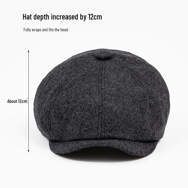 Men's British Retro Wool Octagonal Cap - Autumn/Winter Warm European Duckbill/Beret Style