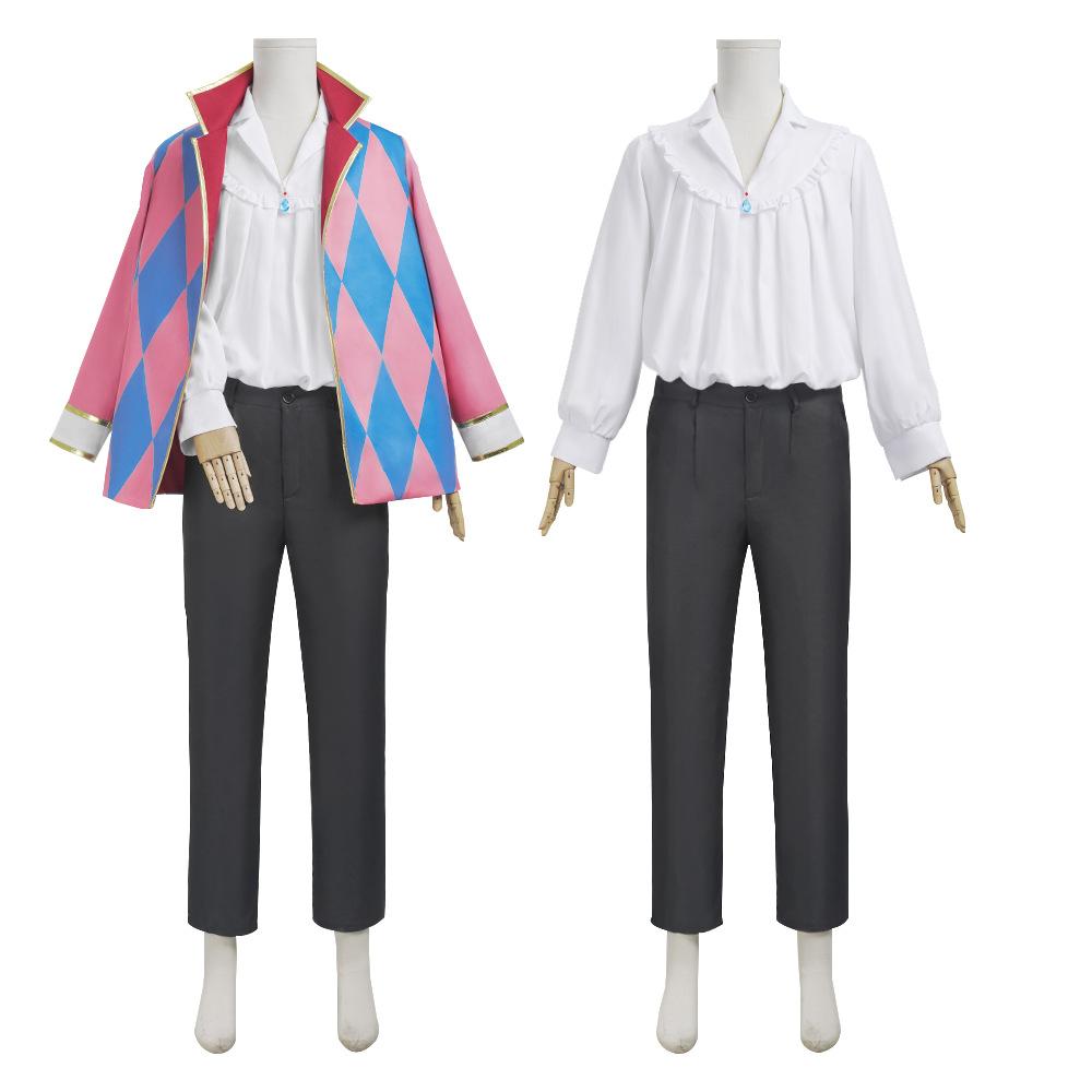 Howl Cosplay Costume Anime Full Set With Jacket Shirt Pants Necklace Earnings For Halloween Comic Con Big Size Howl Outfits