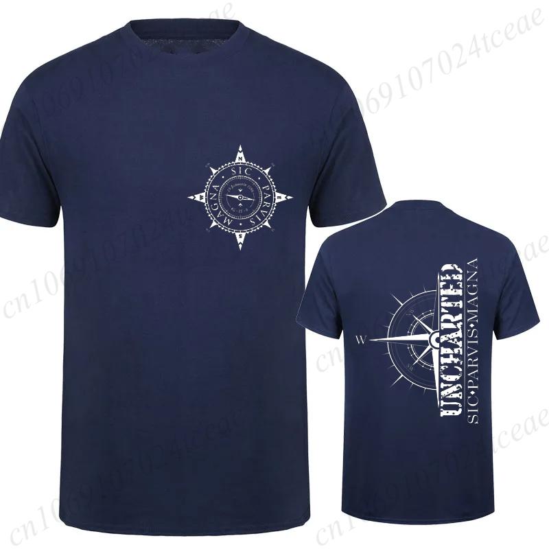 Magna Sic Parvis Print Graphics T Shirt Men Clothing Short Sleeve T-shirt Uncharted Adventure Trip Compass Men Streetwear Tshirt