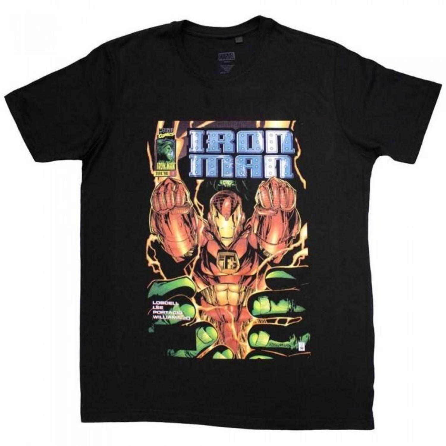 Iron Man Unisex Adult Iron Man Fist Comic Cover T-Shirt S чёрный