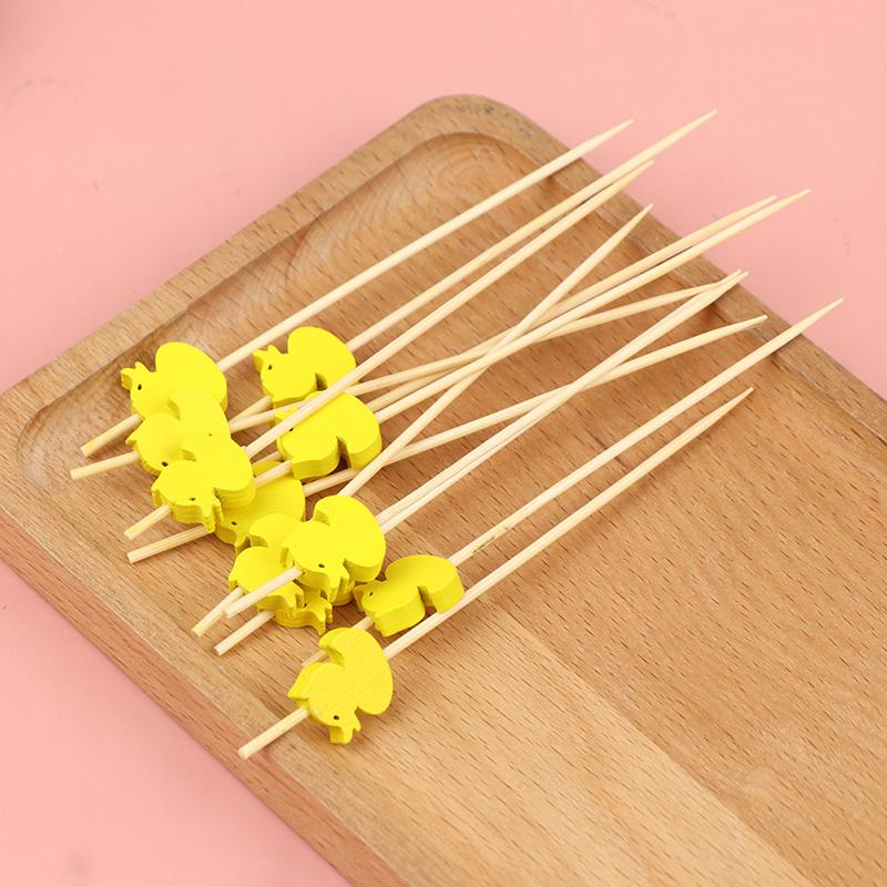 100 Pcs Disposable Bamboo Picks Food Fruit Cocktail Handmade Toothpicks