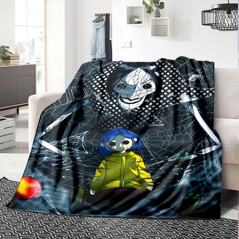 1pc Coraline (2) Blanket, Gift, for Men and Women, Soft Blanket, Good for Sofa Bed Couch Travel, Lightweight Flannel Blanket