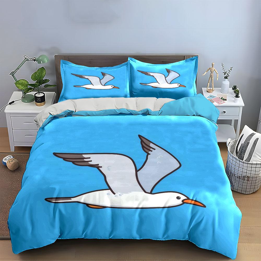 Seagull Art Decor Set Soft Comfortable Duvet Cover Bedding Set Included 1*Duvet Cover & 2*Pillowcases, Gift