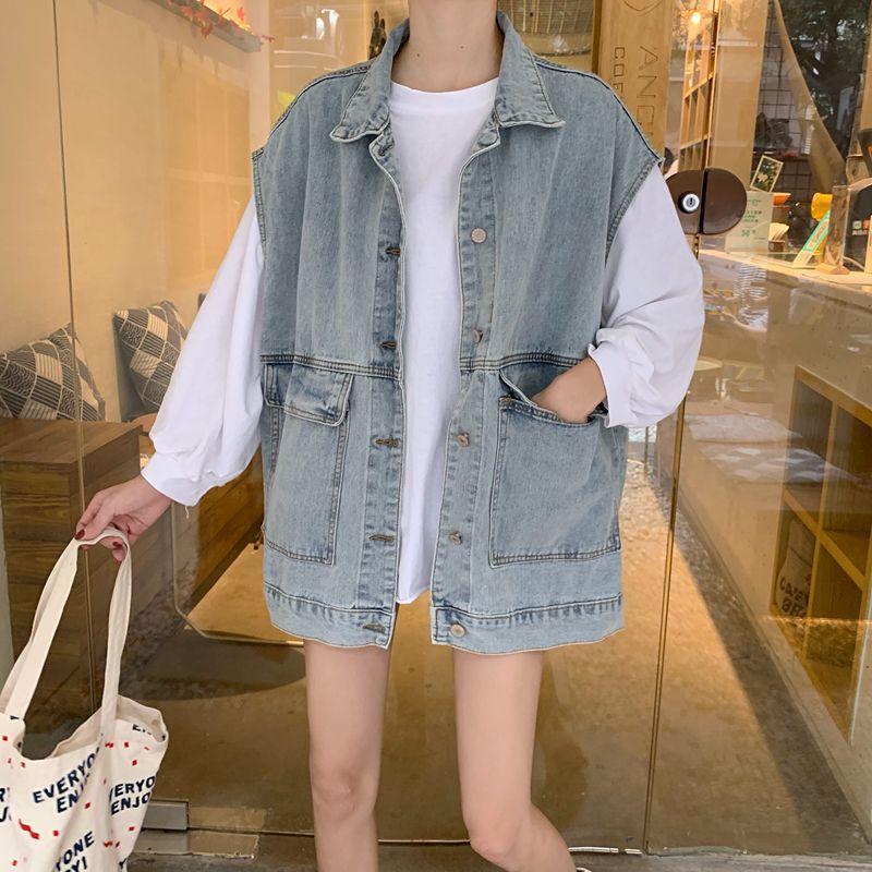 Damen Retro Lockerer Mittellanger Jeansweste - Koreanischer Hong Kong Stil, Frühling/Sommer 2026