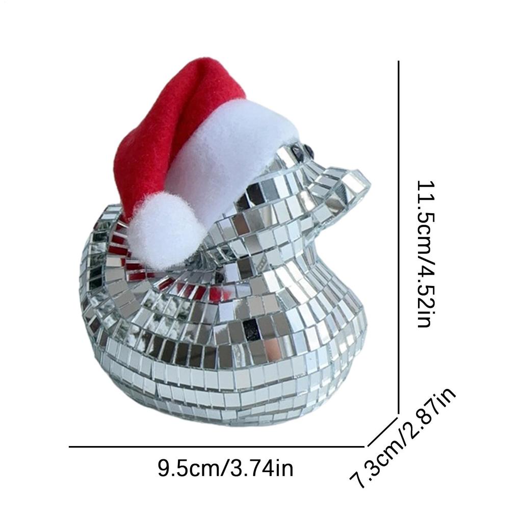 Small Disco Duck Decoration Christmas Foam Duck With Christmas Hat Glass Scene Decoration Dashboard Decor Glass Duck