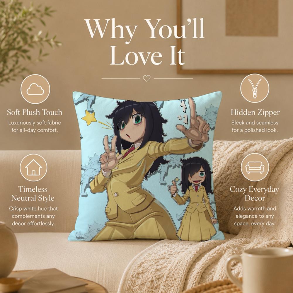 Anime T-Tomoko KurokiS Cushion Cover Double-Sided Printed Pillow Cover Hypoallergenic Dust-Mite Proof