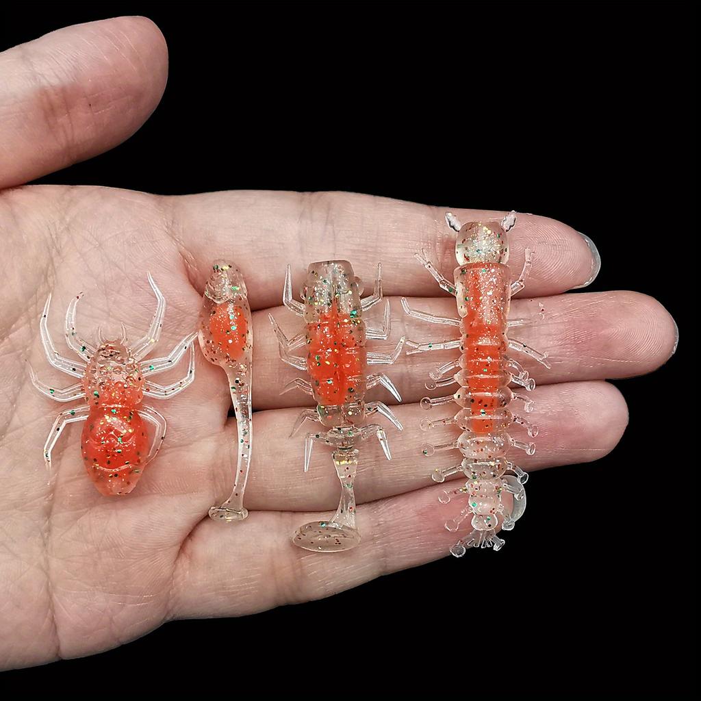 Kit de Iscas Macias com 28 Peças - Iscas Artificiais Realistas de Design Variado com Anzol Colorido Presente para Pescador